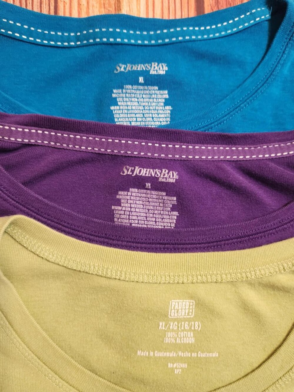 Lot of 3 Women's XL Crewneck T-Shirts St. John's Bay & Faded Glory 100% Cotton - Picture 2 of 7